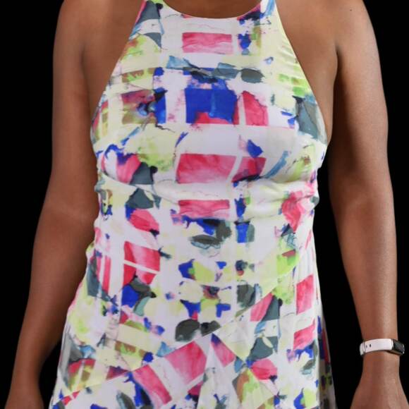 Joie Cinthia Halter Dress White Silk Watercolor Print Handkerchief Midi Slip 4 - Picture 4 of 16